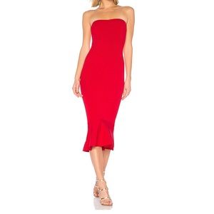 Revolve Julia Ruffle Hem Dress in Red